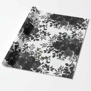Papier Cadeau Papier Mariage gothique Rose blanc et noir