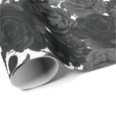 Papier Cadeau Papier Mariage gothique Rose blanc et noir (Coin rond)