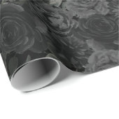 Papier Cadeau Papier Mariage gothique Rose blanc et noir (Coin rond)