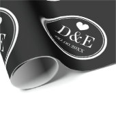 Papier Cadeau Papier mariage monogramme pour mariée et mariée (Coin rond)