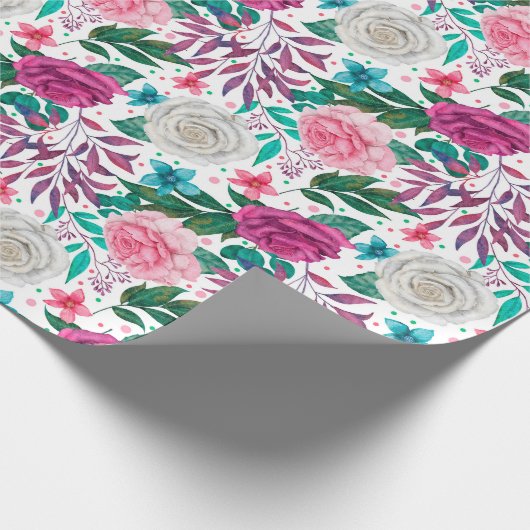 Papier Cadeau Papier Mariage Rose blanc rose bordeaux (Coin)