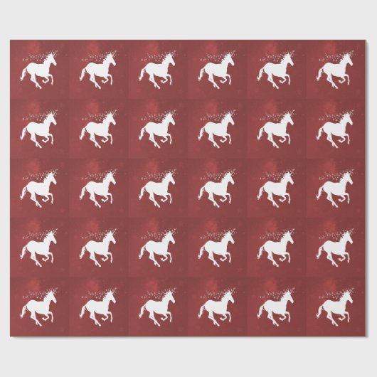 Papier Cadeau Papier Mariage Unicorne Rouge (Plat)