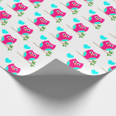 Papier Cadeau Papier Motif à enveloppement de Chouette rose (Coin)
