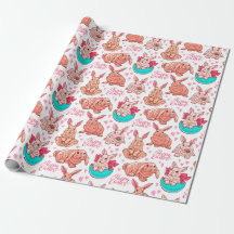 Papier Motif à enveloppement de lapins mignons