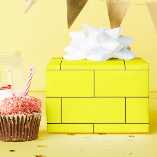 Papier Cadeau Papier Motif à enveloppement en briques jaunes (Fête d'anniversaire)