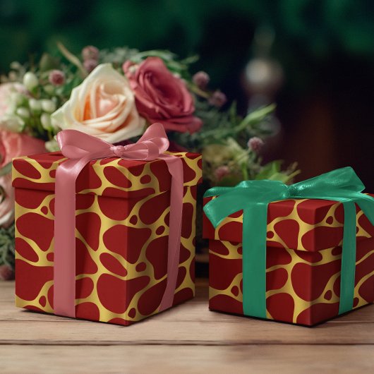 Papier Cadeau Papier Motif à enveloppement rouge et or