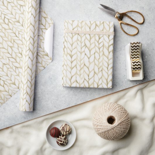 Papier Cadeau Papier Motif à Knit souple en crème neutre (Artisanat)