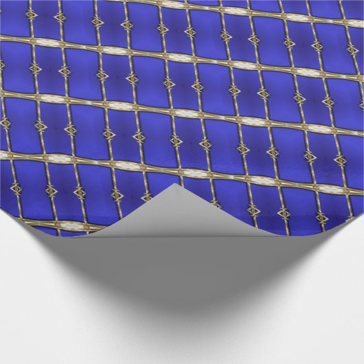 Papier Cadeau Papier Motif à rayures bleu et or élégant (Coin)