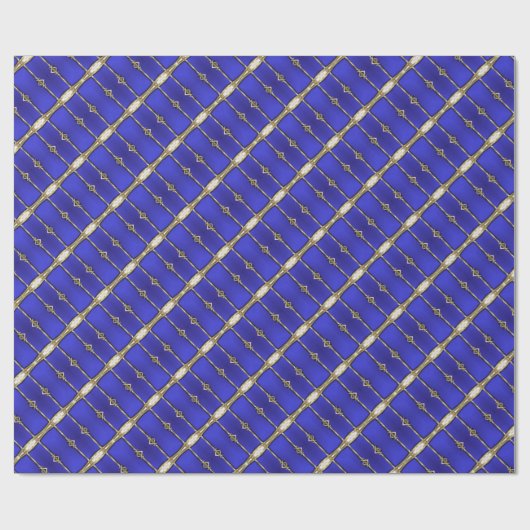 Papier Cadeau Papier Motif à rayures bleu et or élégant (Plat)