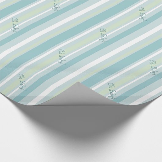 Papier Cadeau Papier Motif à rayures bleu pâle et vert (Coin)
