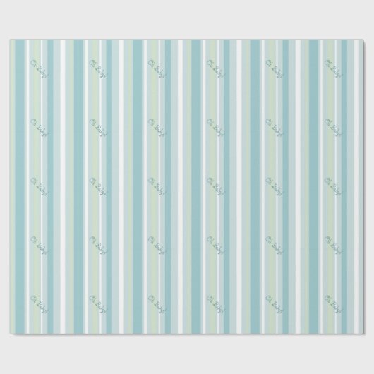 Papier Cadeau Papier Motif à rayures bleu pâle et vert (Plat)