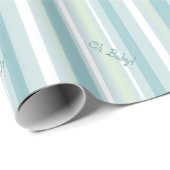 Papier Cadeau Papier Motif à rayures bleu pâle et vert (Coin rond)