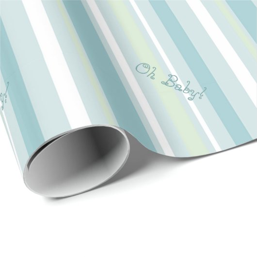 Papier Cadeau Papier Motif à rayures bleu pâle et vert (Coin rond)