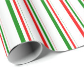 Papier Cadeau Papier Motif à rayures rouges, blanc, vert (Coin rond)
