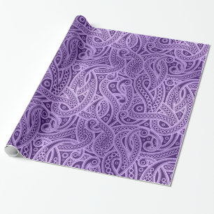 Papier Cadeau Papier Motif Abstrait Paisley violet foncé