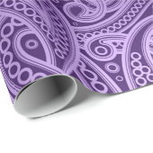 Papier Cadeau Papier Motif Abstrait Paisley violet foncé (Coin rond)