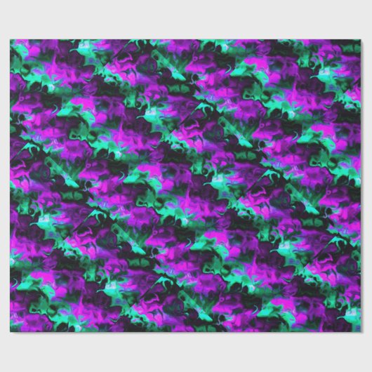 Papier Cadeau Papier Motif Abstrait violet noir et vert (Plat)