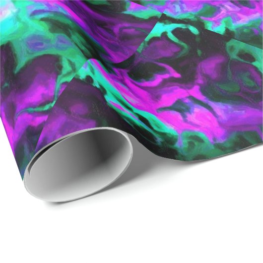 Papier Cadeau Papier Motif Abstrait violet noir et vert (Coin rond)