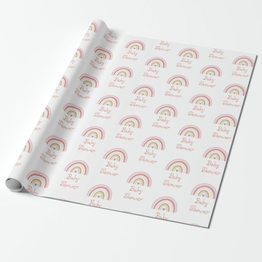 Papier Cadeau Papier Motif arc-en-ciel rose mignon (Déroulé)