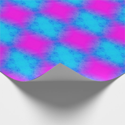 Papier Cadeau Papier Motif bleu et rose À damiers (Coin)