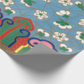PAPIER CADEAU PAPIER MOTIF CHINOIS BLEU ET ROUGE (Coin)