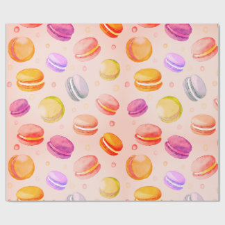 Papier Cadeau Papier motif couleur Macarons aquarelle