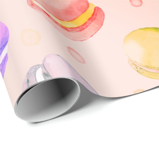 Papier Cadeau Papier motif couleur Macarons aquarelle (Coin rond)