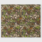 Papier Cadeau Papier Motif de jardin Fleur sauvage vert (Plat)