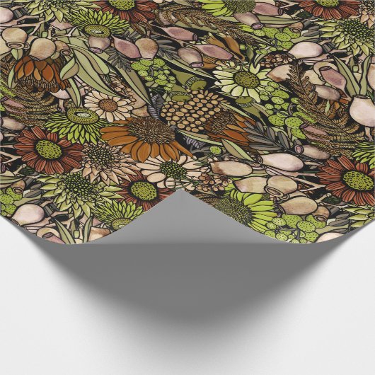 Papier Cadeau Papier Motif de jardin Fleur sauvage vert (Coin)