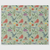 Papier Cadeau Papier Motif Dinosaure Aquarelle Cute (Plat)