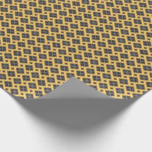 Papier Cadeau Papier Motif Enveloppant Jaune Et Noir En Boue (Coin)