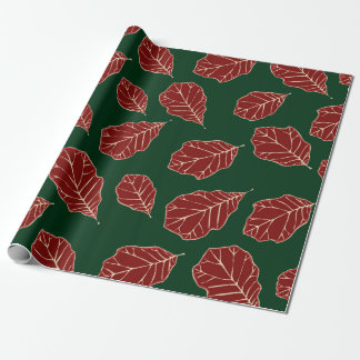 Papier Cadeau Papier Motif Feuille en chêne contemporain