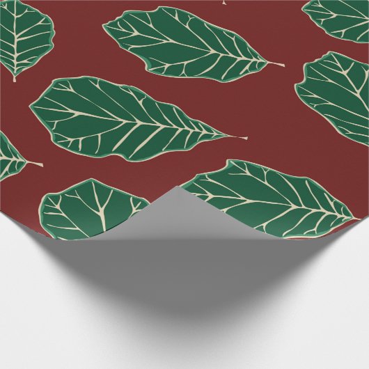 Papier Cadeau Papier Motif Feuille en chêne contemporain (Coin)