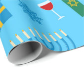 Papier Cadeau Papier Motif Hanoukka (Coin rond)