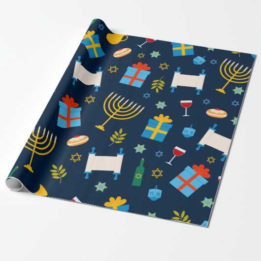 Papier Cadeau Papier Motif Hanoukka (Déroulé)