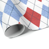 Papier Cadeau Papier Motif Jacquard rouge et bleu (Coin rond)