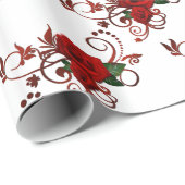 Papier Cadeau Papier Motif Red Roses (Coin rond)