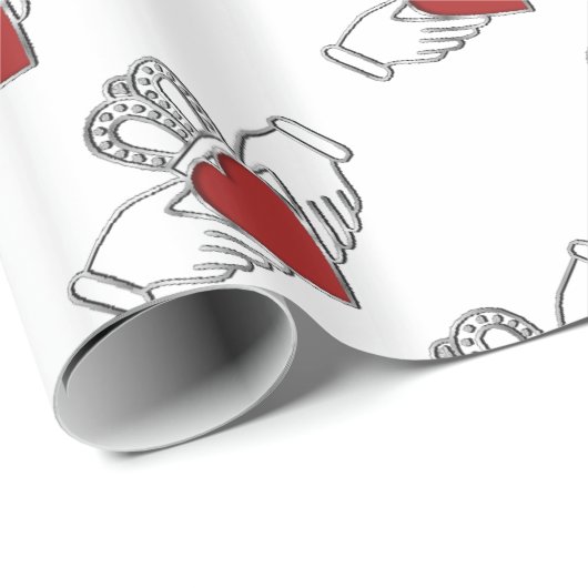 Papier Cadeau Papier Motif rouge et blanc Claddagh (Coin rond)