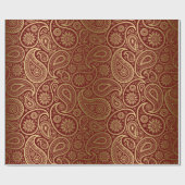 Papier Cadeau Papier Motif rouge & or Paisley (Plat)
