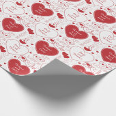 Papier Cadeau Papier Motif Valentine - Rouge sur blanc (Coin)