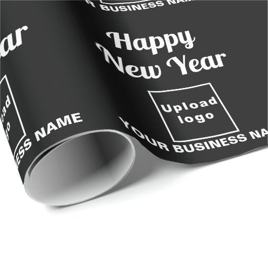 Papier Cadeau Papier noir à enveloppement pour le Nouvel An (Coin rond)