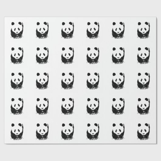 Papier Cadeau Papier noir blanc Pop Art Panda (Plat)