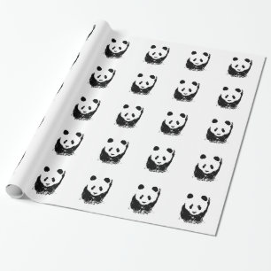 Papier Cadeau Papier noir blanc Pop Art Panda