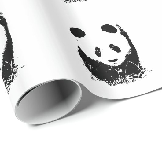Papier Cadeau Papier noir blanc Pop Art Panda (Coin rond)
