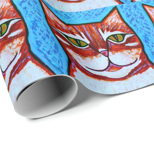 Papier Cadeau Papier orange d'emballage cadeau de chat tigré (Coin rond)