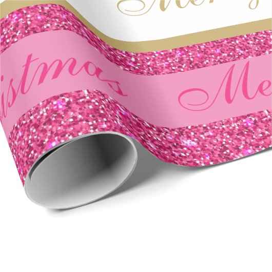 Papier Cadeau Papier-Parties scintillant Faux de Noël rayé (Coin rond)