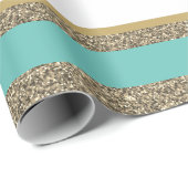 Papier Cadeau Papier-Parties scintillant Faux de Noël rayé (Coin rond)