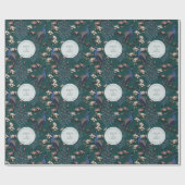 Papier Cadeau Papier Peint Mariage Paon et Fleurs Teal Botanique (Plat)