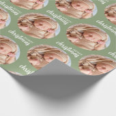 Papier Cadeau Papier photo de Noël vert personnalisé (Coin)