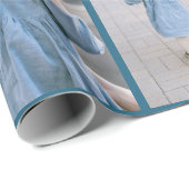 Papier Cadeau Papier photo Denim bleu enveloppant personnalisé (Coin rond)